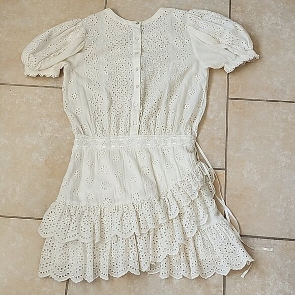 Loveshackfancy Cream Eyelet Lace Dress Size Small - Picture 8 of 11